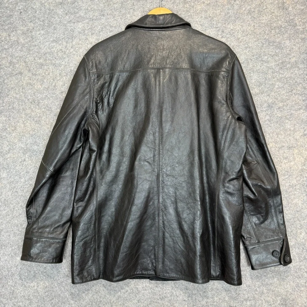 Banana Republic 100% Leather Blazer Jacket‎ Mens Large Chore Lined Black Limited